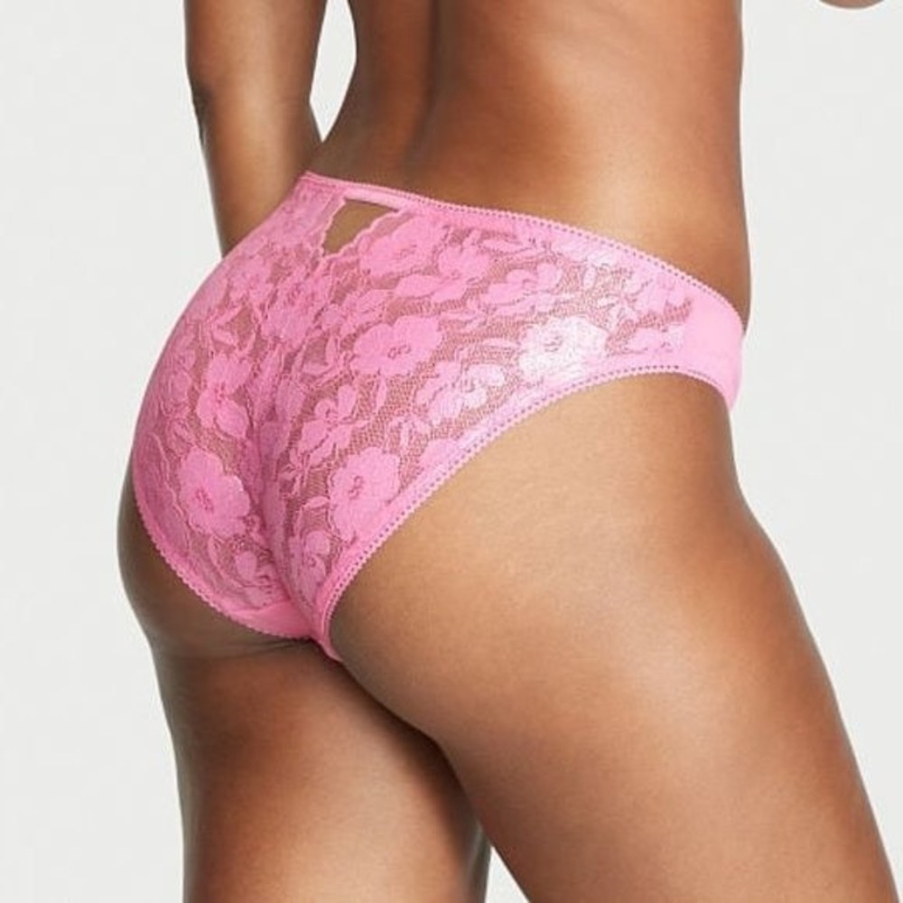Victoria's Secret Pink Cotton Bikini Panty with Shimmer Lace Back